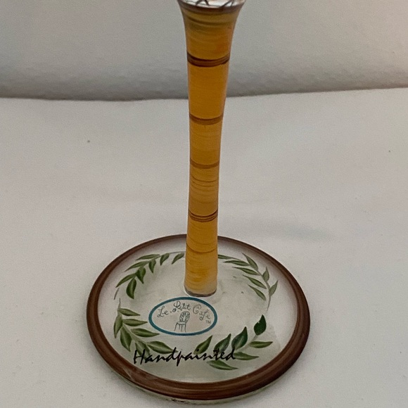 Elephant Wine Glasses HandPainted Tropical PalmTrees Bamboo Stem Le Petit Cafe 2 - Picture 9 of 16